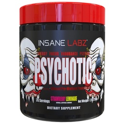 Insano Labz Psicótico, Alto Estimulante Pré Treino Pó, Energia Extrema Durante, Foco e Endurance com Beta Alanine, Creatina Monohidrato, DMAE, 35 Srvgs (Strawberry Limonada)