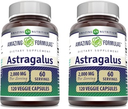 Fórmulas surpreendentes Astragalus 2000 mg Por Cápsulas de Servimento Suplemento □ Feito de Puro Astragalus Membranaceus planta raiz Extrato □ Não-GMO