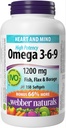 Webber Naturals Omega 3-6-9 Linhaça, Peixe & Óleos de Boragem 1200 mg, 150 softgels