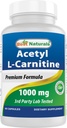 Best Naturals Acetil L-Carnitina 1000mg Cápsula, 60 Contagem