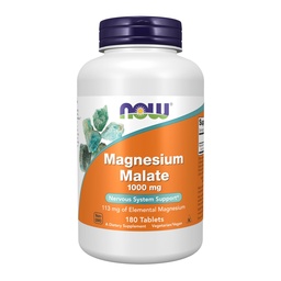 Now Foods Supplements, Magnésio Malate 1000 mg, Produção de Energia*, Suporte ao Sistema Nervoso*, 180 Comprimidos