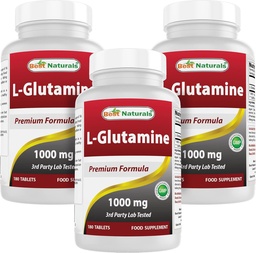Best Naturals L-Glutamina 1000 mg 180 Comprimidos (180 Contagem de 3)