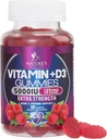 Vitamina D3 Suplemento Gummy 5000 UI (125 mcg) Vitaminas dietéticas D para homens e mulheres - Osso, dentes, músculo e imunossuporte à saúde, VIT de alta potência D3 Natureza não-GMO e sem glúten - 60 chicletes