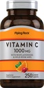 Vitamina C de rocha de tubulação 1000mg 250 Caplets Suplemento com bioflavonóides e quadris de rosa para adultos