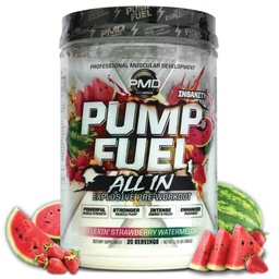 PMD Sports Pump Fuel All in Insanity, Ultimate Pre Treino e Bomba Muscular, Energia de Força Máxima, Foco, Endurance & Recovery, Creatina & Beta Alanine, Flexin’ Strawberry Watermelon (20 Servings)