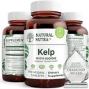 Natural Nutra Kelp Iodine suplemento de suporte de tireóide, Fortalece o sistema imunológico, e regula o metabolismo, Vegan Sea Kelp, Não OGM, Atlantic Source Seaweed Extract, 225 mcg, 250 comprimidos (Pacote de 2)
