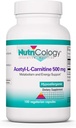 Nutrilogia Acetil-L-Carnitina 500mg Suplemento - Metabolismo e Apoio Energético, ALC, Aminoácido de Forma Livre, Cápsulas Vegetarianas - 100 Contagem