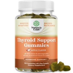 Naturezas Artesanato Vegan Thyroid Gummies with Sea Moss - Gummies de apoio à tireóide para o apoio abrangente para homens e mulheres com selênio iodo e outras vitaminas potentes - Gelatina-livre não-GMO 120