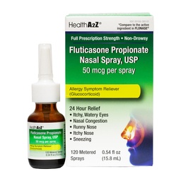HealthA2Z Fluticasona Propionato Sprays nasais, Alergia 24 horas, 120 Sprays, 0,54 fl oz