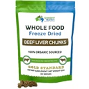 NUTRIÇÃO GRASSLAND Fígado orgânico congelado Chunks secos — alto em ferro natural, vitamina A, B12 para a energia (120g)