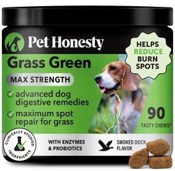 Grass Verde Máx força mastiga para cães – Premium cão jardim de urina Spot Saver Suplemento – Suporta Digestão saudável, Gut & Saúde urinária com Probióticos, DL-Metionina e Yucca (90ct Flavor Duck)