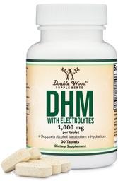 Comprimidos DHM1000 Dihydromyricetin (DHM) - Suplemento DHM mais poderoso no mercado - 1.000mg (30 Contagem) Melhorado com Eletrólitos para Hidratação e Suporte de Fígado por madeira dupla