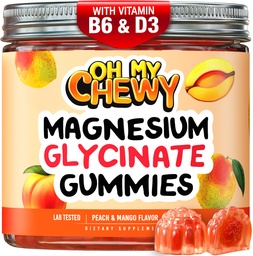 Centro-cheio de magnésio Glycinate Gummies 400MG - alta absorção para crianças, adolescentes e adultos - Suplemento para dormir, calma & relaxamento muscular com B6 & D3 - Glúten grátis & Vegan Friendly - 120 Contagem