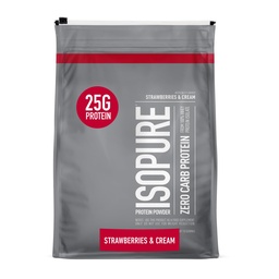 Isopure Zero Carb 100% Puro Whey Isolate Protein Powder, Lactose Free, Gluten Free, With Vitaminas, Morangos e Creme, 25g Protein Per Serving, 7,5 Lbs, 110 Servings (Packaging May Vary)