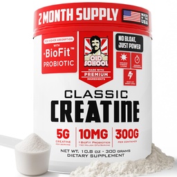 Laboratório da velha escola Micronized Creatina Monohidrato com Sem Bloat BioFitTM Probiótico - Homens e mulheres pós-recuperação pó para força e desempenho - 60 Servings sem sabor