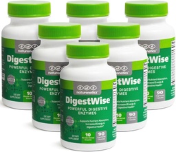 DigestWise Digestive Enzimas - 10 Enzimas Vegan poderosas para apoiar a digestão, gás, Bloating & Obstipation alívio - Keto Friendly - Lab testado - 90 Cápsulas (6)