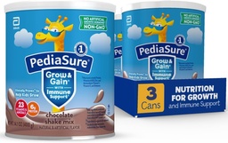 Pediasure crescer & ganhar com suporte imunológico Shake Mix pó, 23 vitaminas e minerais, 6g de proteína, não-GMO, sem glúten, chocolate, 14,1 oz lata, pacote de 3-24 porções
