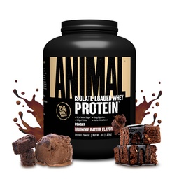 Whey Animal Isolate Protein Powder - Carregado para Pré e Pós Treino Muscle Builder e Recuperação com Enzimas Digestivas para Homens e Mulheres - 25g Proteína, Grande Gosto, Baixo Açúcar - Brownie Batter 4 lbs