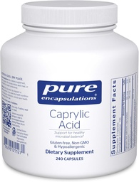 Encapsulamentos puros Ácido caprílico   , Suplemento para Gut e Saúde Digestiva, Equilíbrio GI, Suporte Gastrointestinal, e Saúde intestinal * 240 Cápsulas
