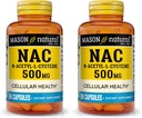 MASON NATURAL NAC N-Acetil L-Cysteine 500 mg - Suporta Saúde Celular, Imune System Booster, para Bem-Estar Geral, 60 Cápsulas (Pacote de 2)