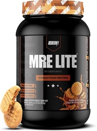 REDCON1 MRE Lite Proteína Alimentar Integral Pó, Cookie Manteiga de Amendoim - Baixo Carb & Whey Substituição de Refeição Grátis com Misturas de Proteína Animal - Suplemento Fácil de Digerir Made with MCT Oils (30 Servings)