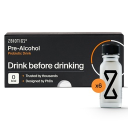 ZBiotics — Sinta-se melhor depois de beber, acorde refrescado, apoiado pela ciência, patenteado probiótico para manhãs mais fáceis, viagens-amigas, 6 pacotes de garrafas de 0,5 Fl Oz