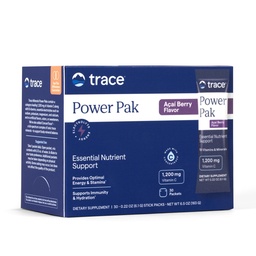 Trace Minerals Power Pak Multivitamin e Packets Multiminerais - Suporte de Eletrolítico - 1200 mg Vitamina C Plus 70 Acai Berry Flavor - 30 Packets