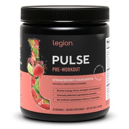 LEGION Pulso pré-treino - Todos os óxido nítrico natural pré-treino para aumentar a energia, Creatina livre, naturalmente adoçado, Beta Alanine, Citrulina, Alpha GPC (Strawberry Margarita)