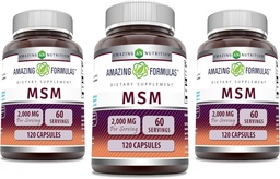 Fórmulas surpreendentes HSH (Metilsulfonilmetano) Suplemento 2000 Mg Por Servindo Cápsulas Não-GMO (Gluten Free ) Made in USA (3 Pack, 120 Count)