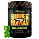 ALPHA LION Pó de pré-treino sobre-humano, Beta Alanine, L-Taurine e Cafeína Tri-Fonte para Energia e Foco Sustentados, Óxido Nitrico e Citrulina para Bomba (21 Servings, sabor de urso Gummy Sour)