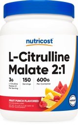 Nutricost L-Citrulina Malate 2:1 (600g) Fruit Punch - Suporte ao treino, Desempenho muscular, Impulso de óxido nítrico - Fitness Supplement Powder, 75 Servings
