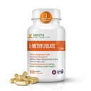 INVITA L-Metilfolato - Folato de metilo ativo de força profissional - Suplemento 5-MTHF de energia, humor e suporte imunológico - Sem OGM, sem glúten, sem enchimento (7.5 Mg)