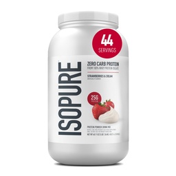 Isopure Zero Carb 100% Puro Whey Isolate Protein Powder, Lactose Free, Gluten Free, With Vitaminas, Morangos e Creme, 25g Protein Per Serving, 3 Lbs, 44 Servings (Packaging May Vary)