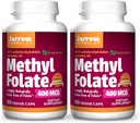 Fórmulas Jarrow Folato de metilo 400 mcg - 60 tampas Veggie, pacote de 2 - Forma altamente biologicamente ativa de Folato - Tecnologia de Ácido Fólico de 4a Geração - 120 Total de Servimentos