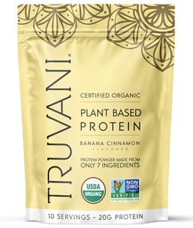 Truvani Vegan proteína de ervilha em pó de banana de canela de 20g de proteína baseada em plantas orgânicas de 10 servings de Keto de açúcar livre de glúten e leite