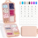 14 GRIDS caixa organizador de pílulas de viagem com rótulos - Kit de caso de medicina de viagem - Pocket Daily Pharmacy Container - Dispensador Titular de medicamentos de viagem para armazenamento de suplemento de vitamina de óleo de peixe - rosa