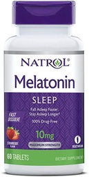 Natrol Melatonina Sono Máximo Força rápida dissolver sabor de morango 10 mg 60 comprimidos (Pacote de 2)