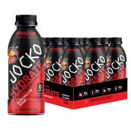 Jocko Fuel Hydrate Electrolyte Drinks - Sports Drink Hydration Amplifier, Thirst Quencher - Scientificly formulated Electrolyte Blend Fruit Punch Flavor 16 Oz (12 Pack)