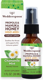 Wedderspoon Própolis e Manuka Honey Throat Spray, Camomila e hortelã, 1 Fl Oz (Pacote de 1), Alívio da Garganta Dolorida, Suporte Imune Natural