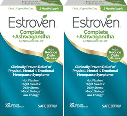 Estroven Completo + Ashwagandha Multi-Symptom menopausause Supplement for Women - Ingredientes clinicamente comprovados fornecer alívio de menopausa & suores noturnos + alívio de flash quente * - Fornecimento de 4 meses (Pacote de 2)