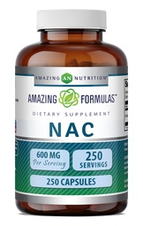 Fórmulas surpreendentes NAC (N-Acetil-L-Cysteine) Suplemento de 600 Mg por serviço de 250 cápsulas