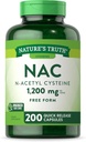Nature's Truth NAC N-Acetyl Cysteine 1.200mg 200 Cápsulas Formulário Livre Aminoácido