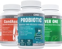 Equilíbrio Um pacote de 3 em 1 , Probiótico, CandAssist, Fígado Um , 15 bilhões de UFC Probiótico , Limpeza Natural com Ácido Caprílico , Suporte de Fígado com Cardo de Leite