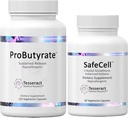 Tesseract ProButirate Gut Health & SafeCell S-Acetil Glutatione Neuro Support Bundle – 600mg + 300mg, 120 + 60 Cápsulas, Antioxidante e Equilíbrio de Microbiome Gut