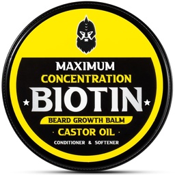 Balm Barba, BIOTIN Máxima Concentração, com Óleo de Castor e Óleos de Argan & Jojoba, Promove Crescimento de Barba, Estilos, Fortalece & Suaviza Barbas & Bigodes, 2 Ounce,Sandalwood