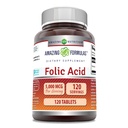 Fórmulas surpreendentes Ácido Fólico (Vitamina B9) Suplemento 5000 Mcg por Servindo □ 120 Comprimidos □ Não-GMO □ Sem Glúten □ Made in USA