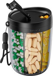 Organizador de garrafa de comprimido grande PULIV, organizador de suplemento para segurar 6 várias vitaminas, caixa de pílulas caso com anti-Mixing & amplo projeto de abertura, fácil de recuperar Meds, inclui 20 Pcs Stick-on Etiquetas