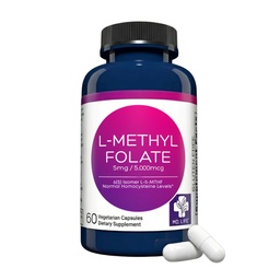Vida MD L-Metilfolato 5 mg Suplemento - Professional-Grade Active L Suplemento de Metilfolato - 60 Cápsulas - L-Metilfolato 5mg - Máxima potência MTHFR W / Essential Aminoácidos
