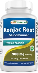 Melhor Natural Konjac Root 2000mg, 180 Contagem