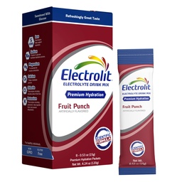 Eletrolitos eletrolitizados em pó pacotes, Fruit Punch 8 Pack, Pacotes de hidratação em pó para desidratação e reidratação, Pós-workout Flavored Hydrating Drink Mix, Gluten Free Daily Water Enhancer Sticks